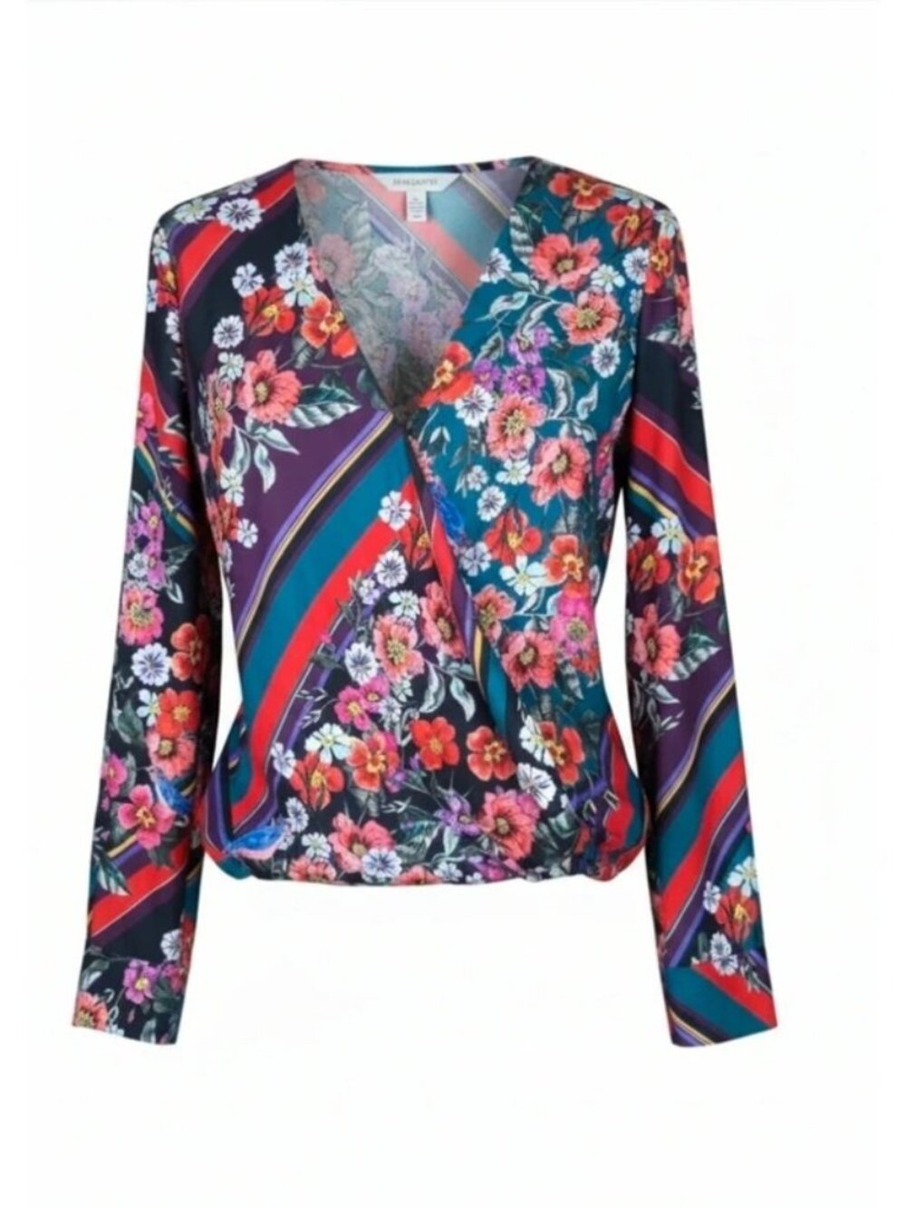 Parker Lola Blouse Madison Stripe Floral Print Surplice Top XS